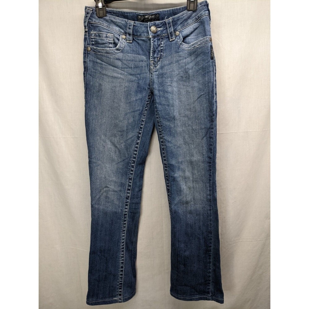 Silver Jeans Women 27x35 Aiko Bootcut Blue White Stone Wash Low Rise Western